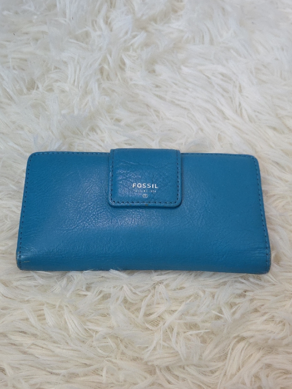 Fossil Blue Leather Wallet - Women's Snap Clutch